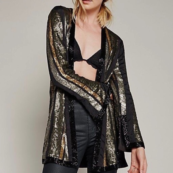 Free People Bianca beaded sequin jacket XS NWOT - Picture 1 of 7